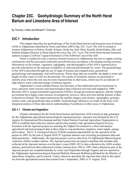 Geohydrologic Summary of the North Herat Barium and Limestone Area of Interest