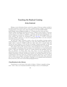 Teaching the Radical Catalog