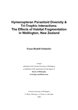 Hymenopteran Parasitoid Diversity & Tri-Trophic Interactions