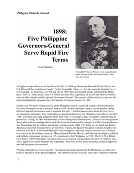 1898: Five Philippine Governors-General Serve Rapid Fire Terms