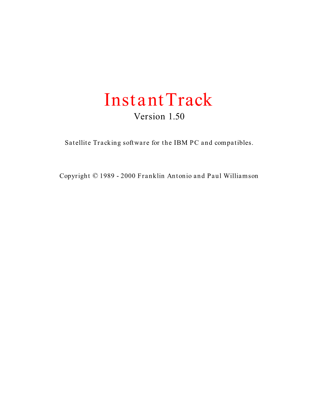 Instanttrack 1.50 User Manual