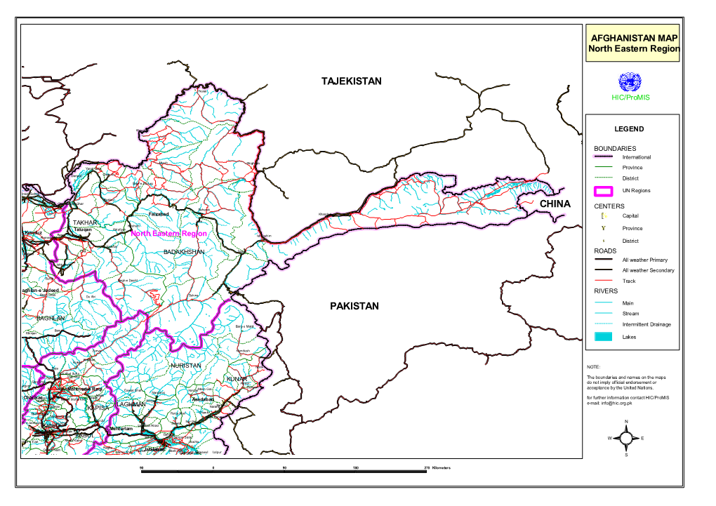 AFGHANISTAN MAP North Eastern Region