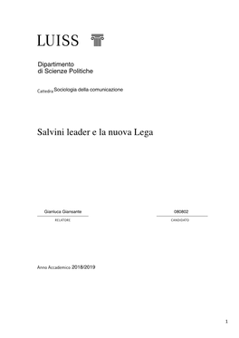 Salvini Leader E La Nuova Lega”