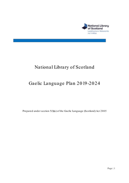 National Library of Scotland Gaelic Language Plan 2019-2024