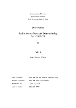 Radio Access Network Dimensioning for 3G UMTS