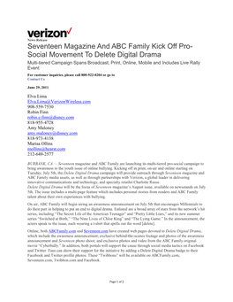 Seventeen Magazine and ABC Family Kick Off Pro- Social Movement To