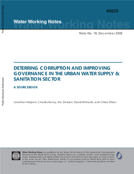 Water Working Notes Are Published by the Water Sector Board of the Sustainable Development Network of the World Bank Group