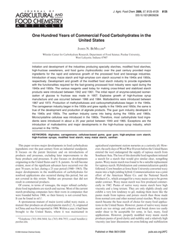 One Hundred Years of Commercial Food Carbohydrates in the United States
