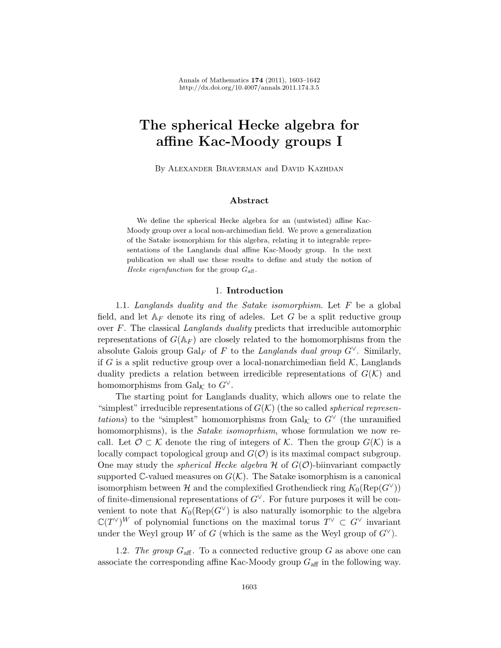 The Spherical Hecke Algebra for Affine Kac-Moody Groups I