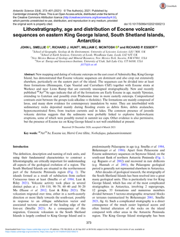 Lithostratigraphy, Age and Distribution of Eocene Volcanic Sequences on Eastern King George Island, South Shetland Islands, Antarctica JOHN L
