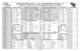 VS. Tennessee Titans (2-3) SUNDAY, OCT