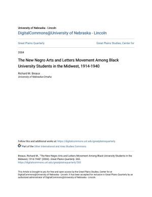 The New Negro Arts and Letters Movement Among Black University Students in the Midwest, 1914-1940