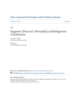 Eragrostis (Poaceae): Monophyly and Infrageneric Classification Amanda L