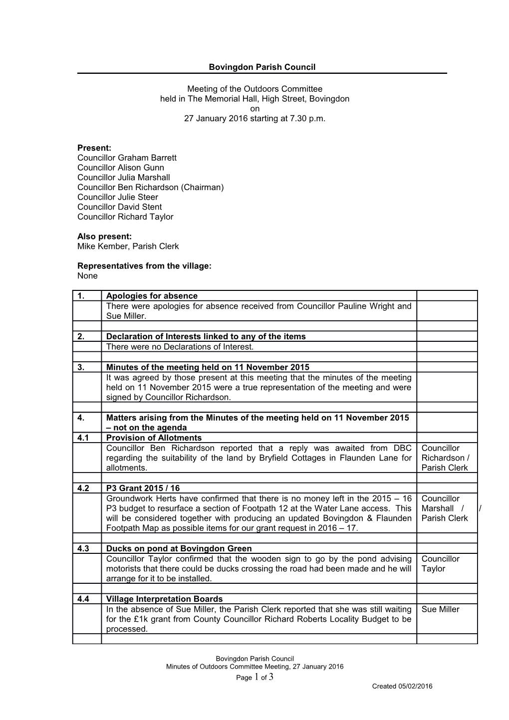 Bovingdon Parish Council s1