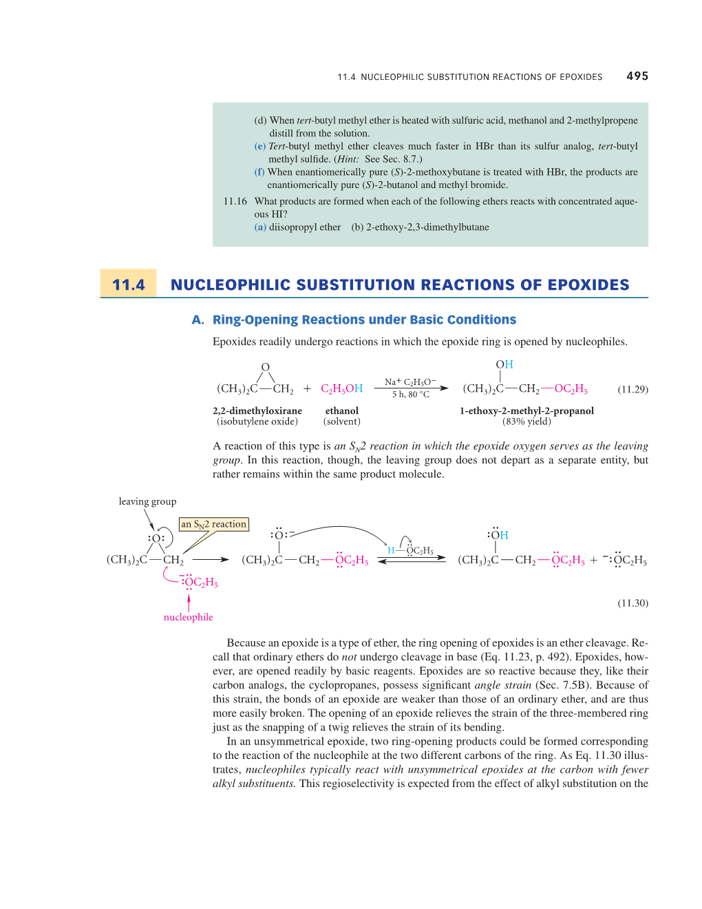 11.4 Nucleophilic Substitution Reactions of Epoxides 495