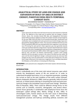 Analytical Study of Land-Use Change and Expansion of Built-Up Area In