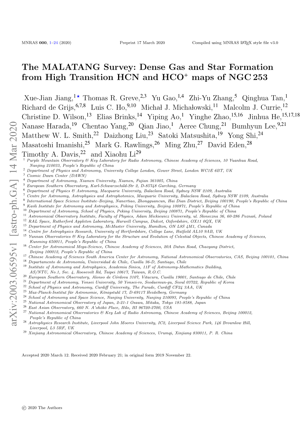 Dense Gas and Star Formation from High Transition HCN and HCO+ Maps of NGC 253