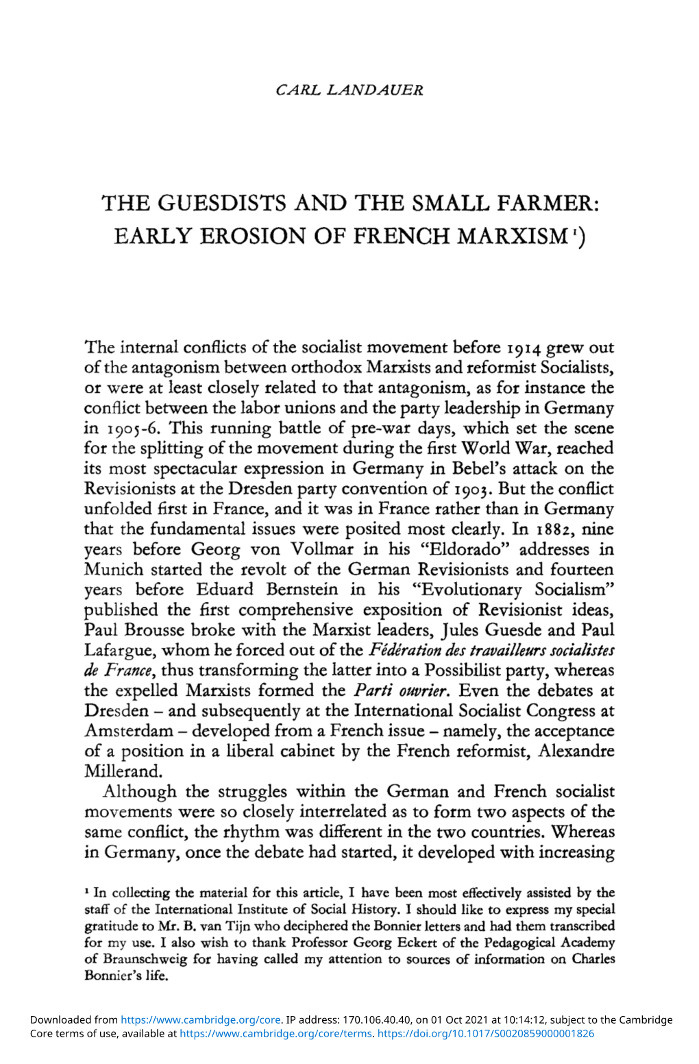 The Guesdists and the Small Farmer: Early Erosion of French Marxism1)