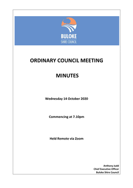 14 October 2020 Ordinary Meeting