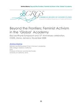Beyond the Frontiers: Feminist Activism in the 'Global' Academy