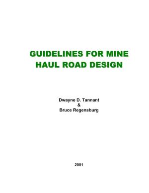 Guidelines for Mine Haul Road Design