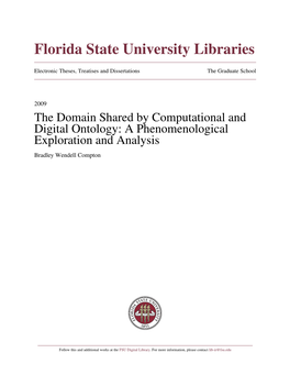 The Domain Shared by Computational and Digital Ontology: a Phenomenological Exploration and Analysis Bradley Wendell Compton