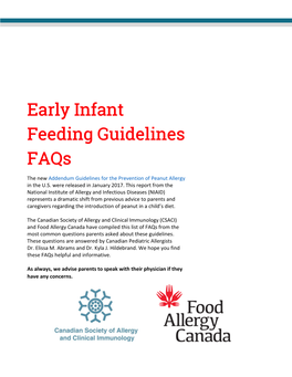 Early Infant Feeding Guidelines Faqs