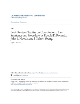 Treatise on Constitutional Law: Substance and Procedure