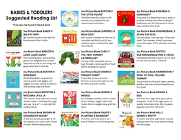 BABIES & TODDLERS Suggested Reading List