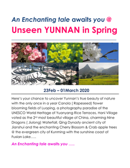 An Enchanting Tale Awaits You @ Unseen YUNNAN in Spring