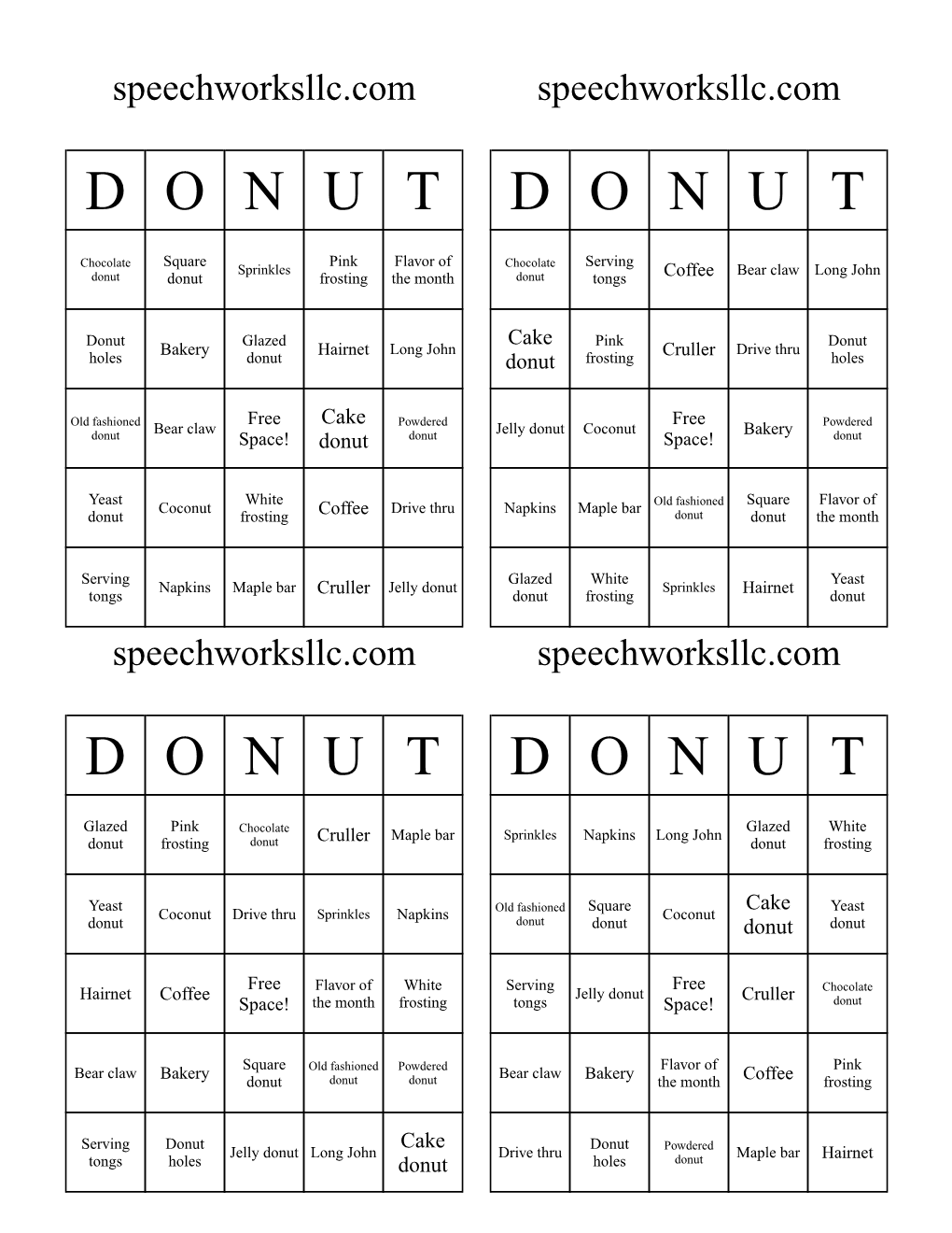 Page 1 Speechworksllc.Com D O N U T Glazed Donut Pink