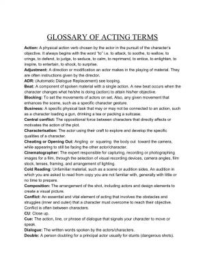 Glossary of Acting Terms