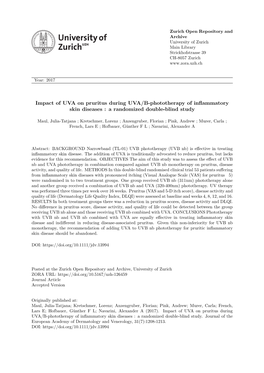 Impact of UVA on Pruritus During UVA/B-Phototherapy of Inflammatory Skin Diseases : a Randomized Double-Blind Study