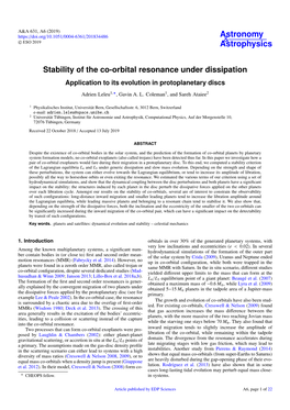 Stability of the Co-Orbital Resonance Under Dissipation Application to Its Evolution in Protoplanetary Discs
