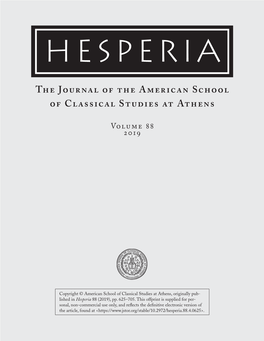 The Journal of the American School of Classical Studies at Athens