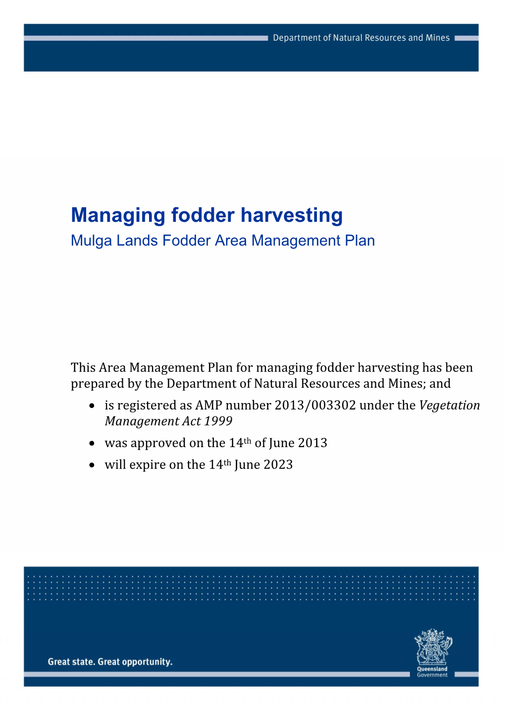 Managing Fodder Harvesting Mulga Lands Fodder Area Management Plan