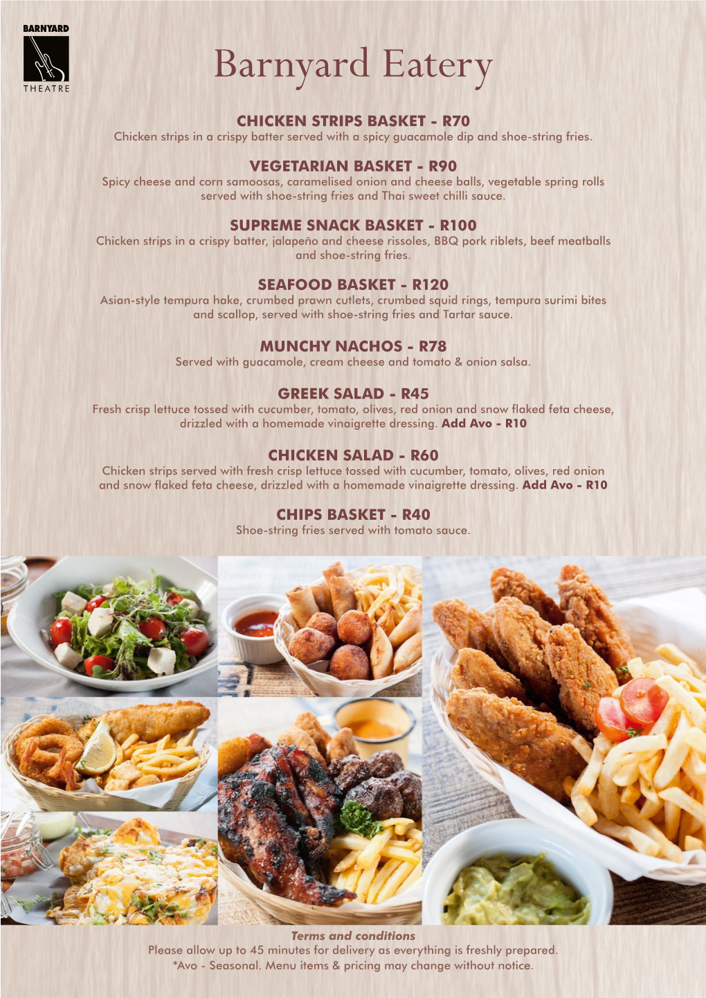 Food & Bar Menu