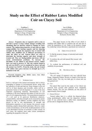 Study on the Effect of Rubber Latex Modified Coir on Clayey Soil