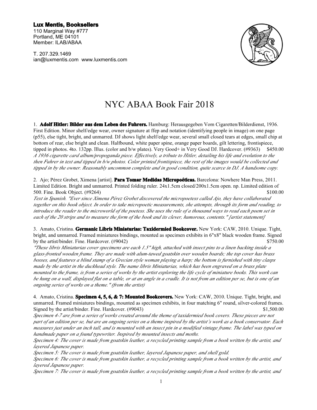 NYC ABAA Book Fair 2018
