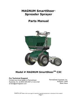 MAGNUM Smartsteertm Spreader Sprayer Parts Manual