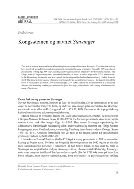 Kongssteinen Og Navnet Stavanger