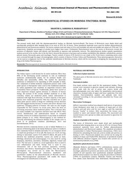 Pharmacognostical Studies on Morinda Tinctoria.(Roxb)