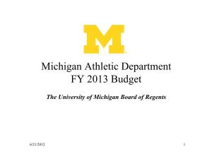 Michigan Athletic Department FY 2013 Budget