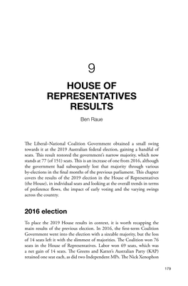 9. House of Representatives Results