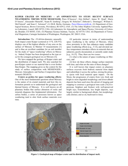 Kuiper Crater on Mercury – an Opportunity to Study Recent Surface Weathering Trends with Messenger