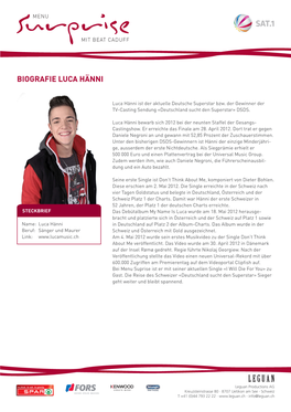 Biografie Luca Hänni