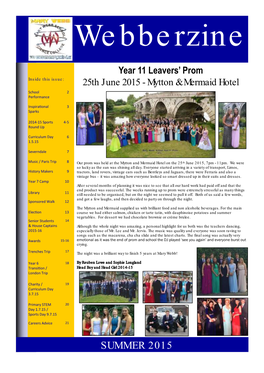 Year 11 Leavers' Prom 25Th June 2015