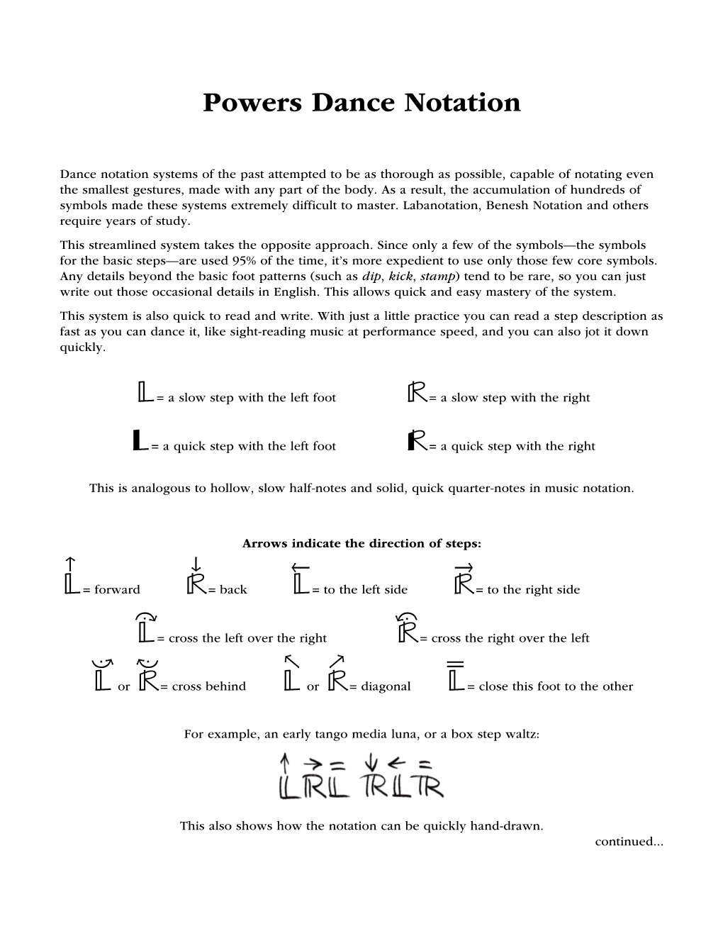 Waltzing Dance Notation