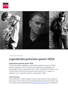 Legendariske Guitarister Gæster VEGA