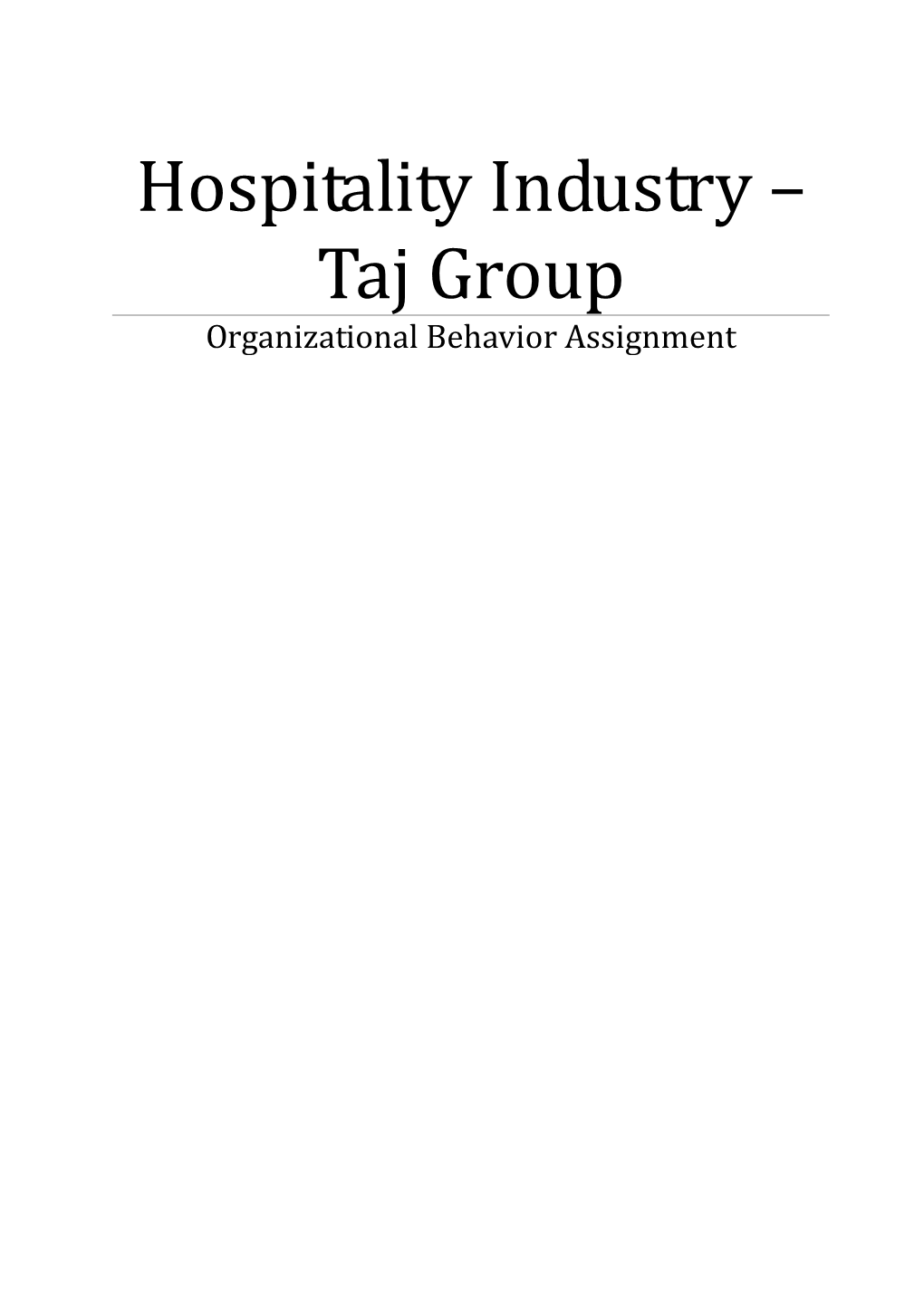Hospitality Industry – Taj Group